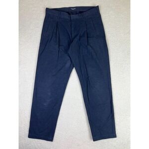 Entireworld Pants Mens 32x30 Gray Relaxed Fit Cotton Chino Pleated Tapered